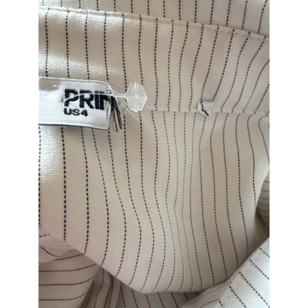 Princess Polly Anni white Pinstripe Button Up Shirt Fitted Long Sleeve Women 4 - Picture 6 of 6